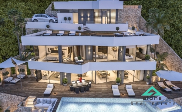 Gloednieuwe villa in moderne stijl met panoramisch zeezicht in Benissa