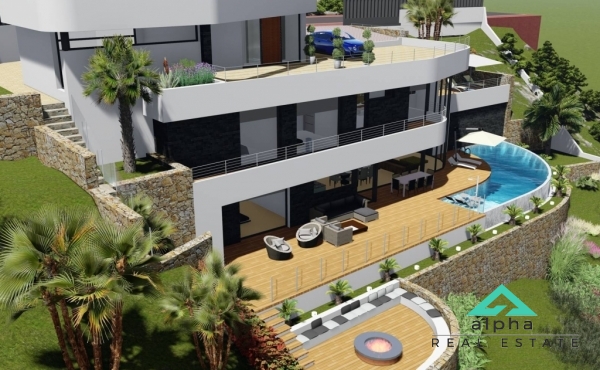New built modern villa in Benissa with panoramic sea views